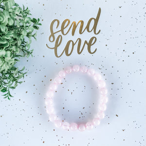 Rose quartz crystal beaded stretch elastic bracelet gemrox australia