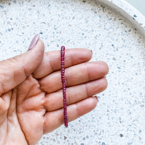 pink ruby crystal beaded silver bracelet gift valentines mothers day australia