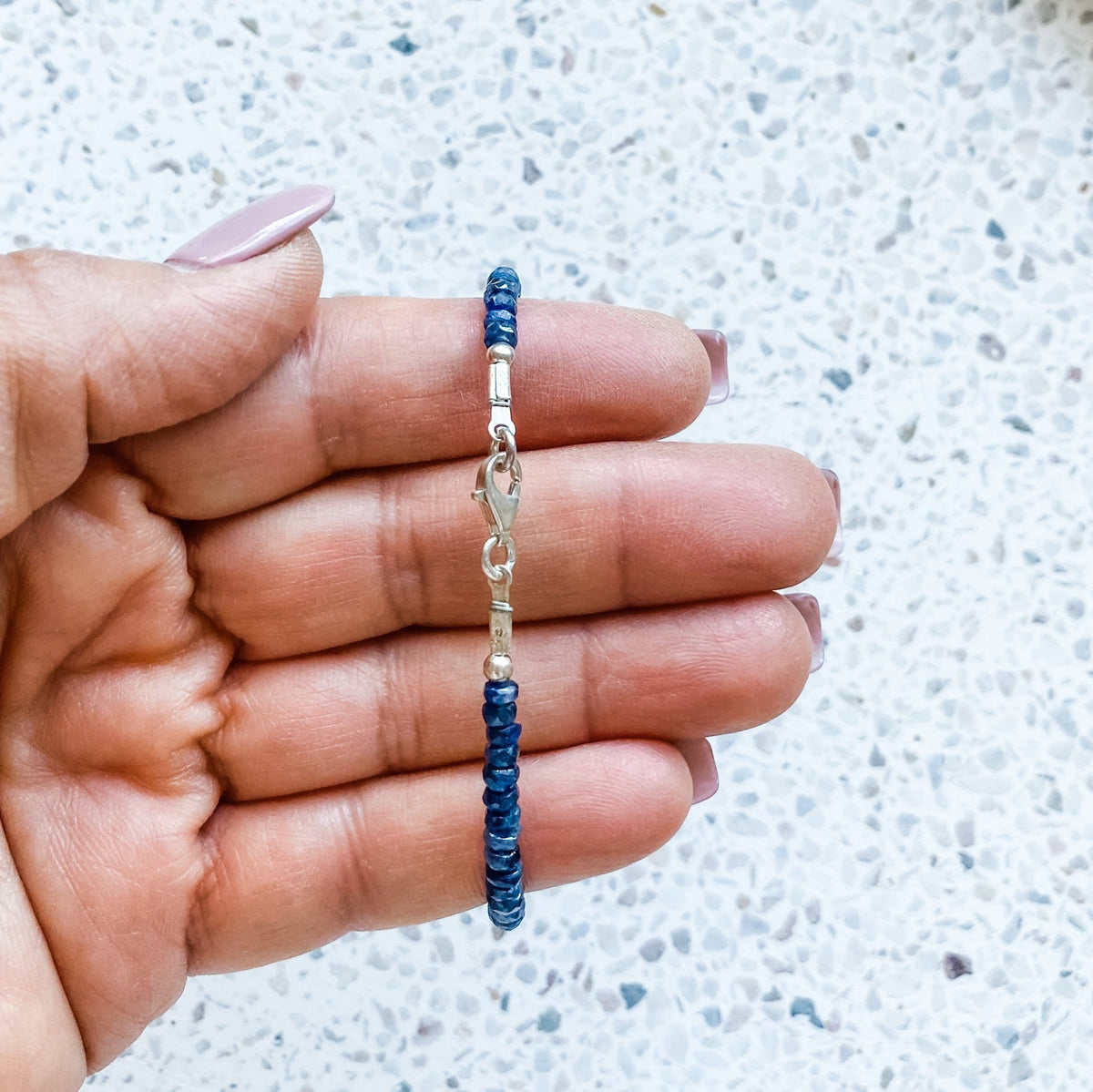 blue sapphire gemstone beaded bracelet silver mothers day gift birthday australia