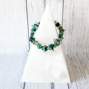 moss agate crystal chip healing stretch elastic bracelet australia