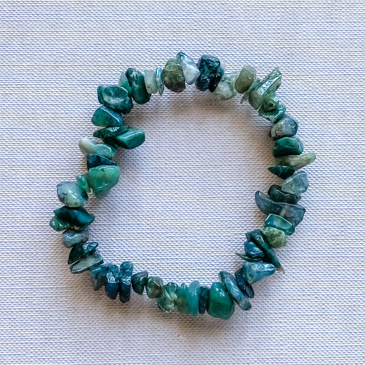 moss agate crystal chip healing stretch elastic bracelet australia