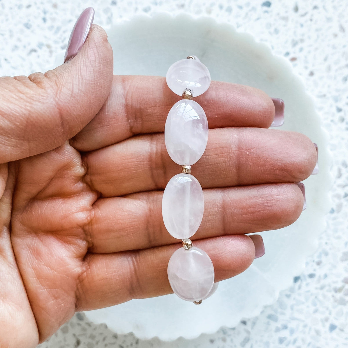 rose quartz crystal stone beaded elastic stretch healing bracelet pink and gold bracelet australia