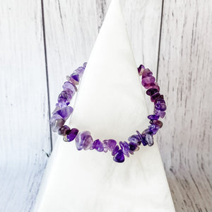 Amethyst Crystal Stretch Elastic Chip Healing Bracelet