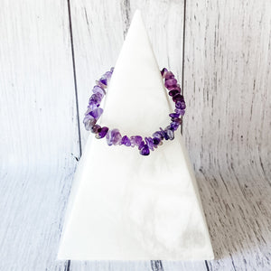 Amethyst Crystal Stretch Elastic Chip Healing Bracelet