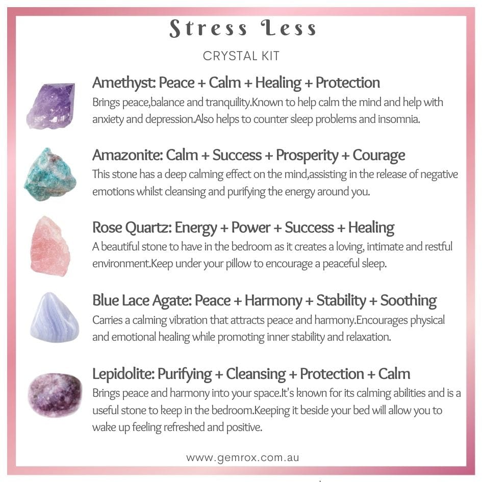 stress less crystal kit best crystals for stress relief anxiety calming crystals gemrox sydney