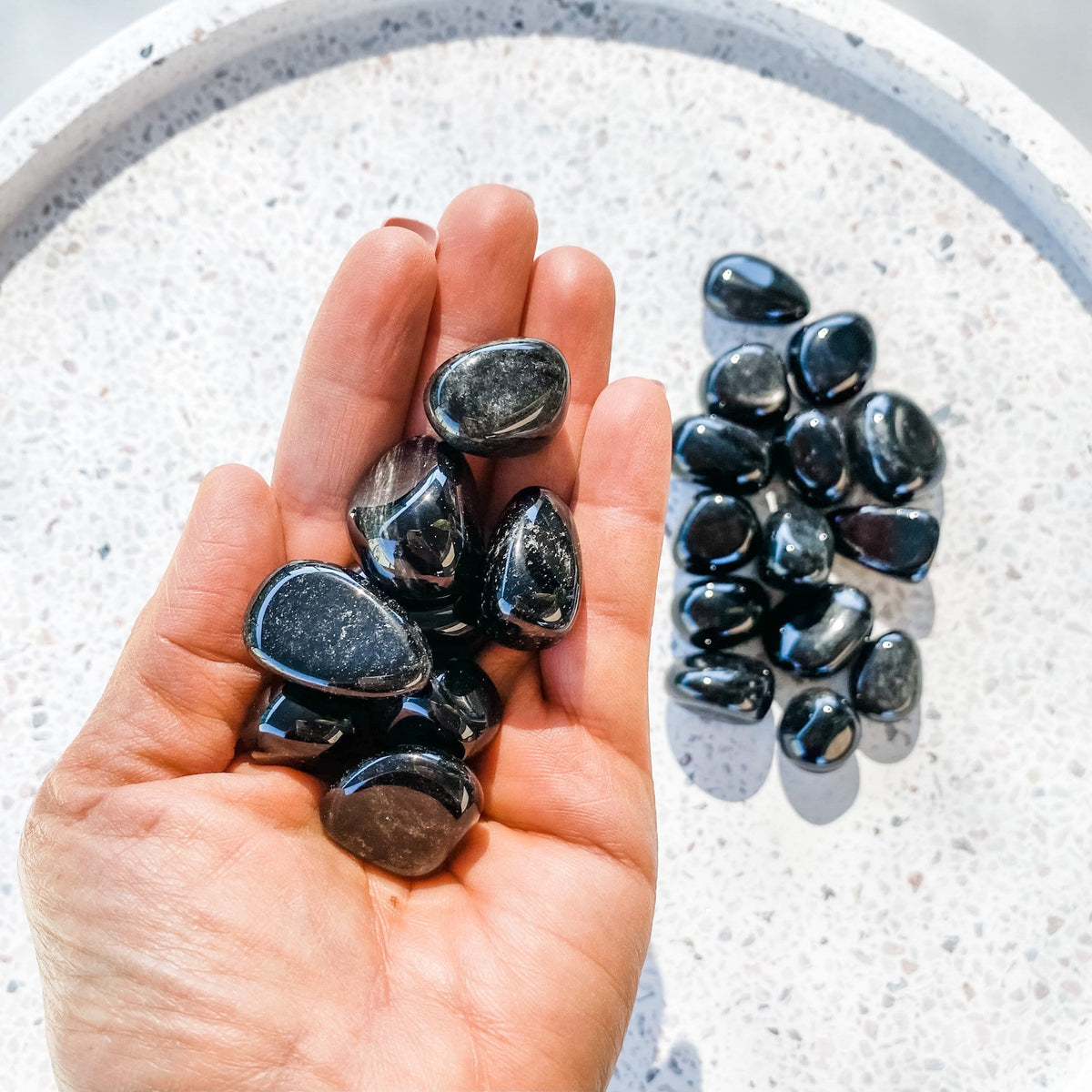black obsidian crystal tumbled stone australia