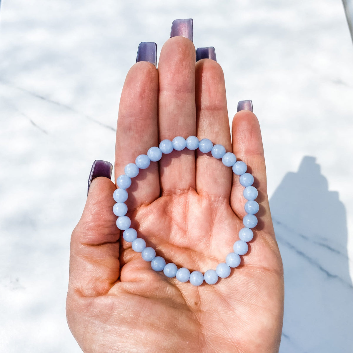 s926 Angelite crystal beaded stone stretch bracelet gemrox australia