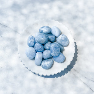 Blue Calcite crystal tumbled stone gemrox australia