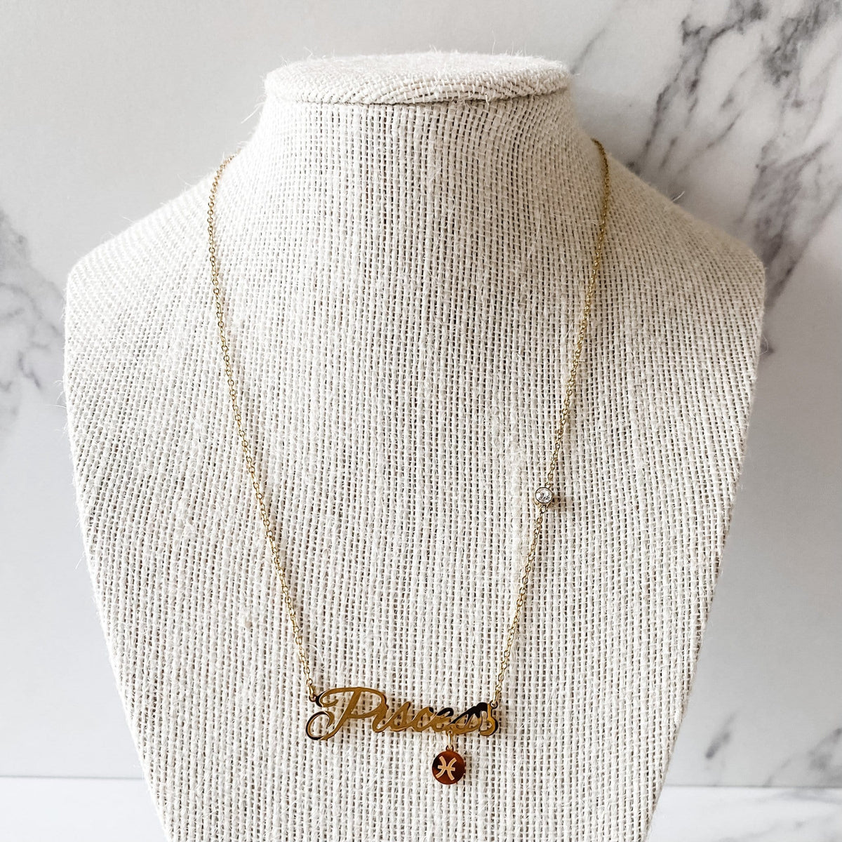 s961 Pisces Stainless Steel Zodiac Sign Gold Necklace Gemrox Australia