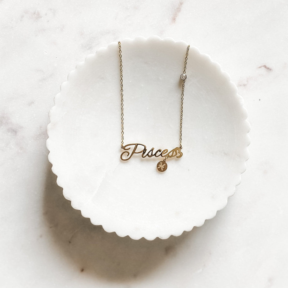 s961 Pisces Stainless Steel Zodiac Sign Gold Necklace Gemrox Australia