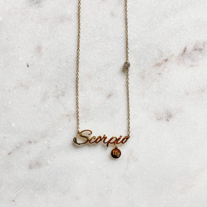 s961 Scorpio Stainless Steel Zodiac Sign Gold Necklace Gemrox Australia