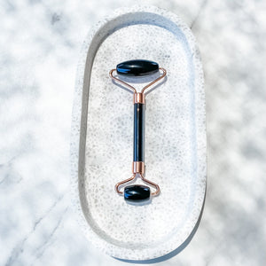 Black Obsidian Facial Roller Rose Gold