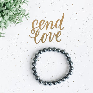 hematite crystal stone beaded stretch healing chakra bracelet australia gemrox