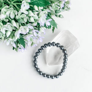 hematite crystal stone beaded stretch healing chakra bracelet australia gemrox