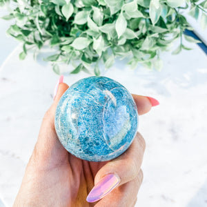 S1625 Blue Apatite crystal ball sphere 5cm australia. buy blue apatite crystal australia. gemrox sydney 1