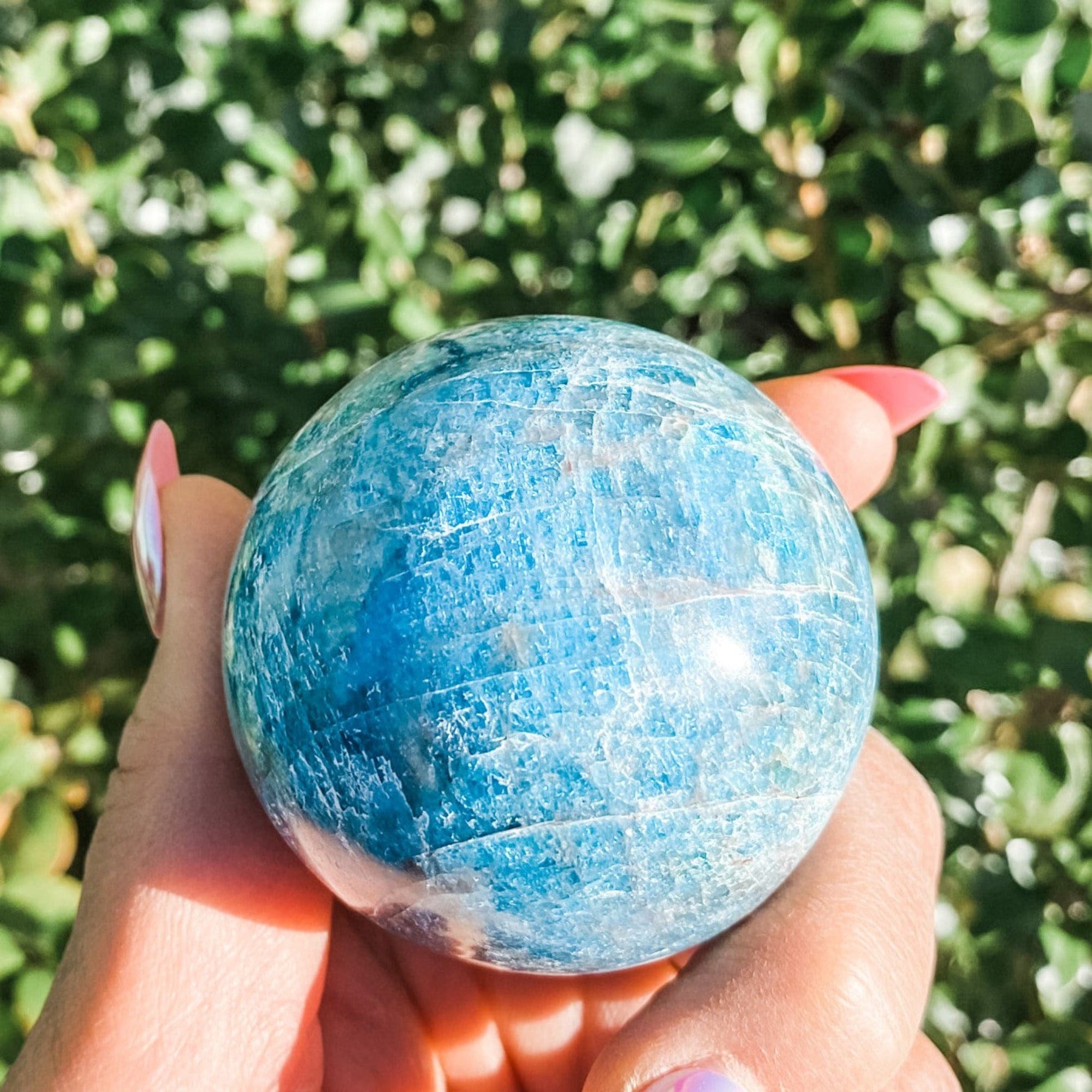 S1625 Blue Apatite crystal ball sphere 5cm australia. buy blue apatite crystal australia. gemrox sydney 1