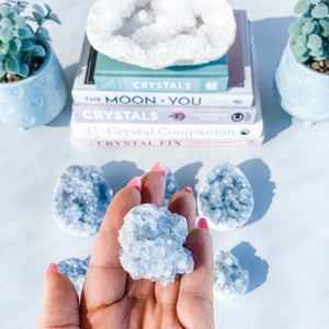 S1673 Celestite crystal mini geode cluster 3cm Australia. Buy celestite crystal australia. gemrox sydney 1