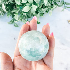 S1675 Green fluorite crystal ball sphere 5cm australia. buy fluorite crystal sphere australia. gemrox sydney 1