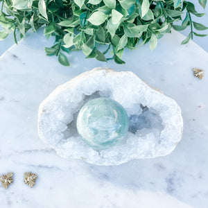 S1675 Green fluorite crystal ball sphere 5cm australia. buy fluorite crystal sphere australia. gemrox sydney 1