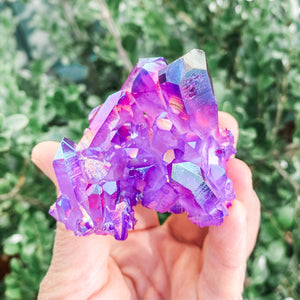 S1692 Purple Aura Clear Quartz crystal cluster australia. buy aura quartz cluster purple australia. gemrox sydney 1