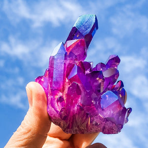 S1692 Purple Aura Clear Quartz crystal cluster australia. buy aura quartz cluster purple australia. gemrox sydney 1