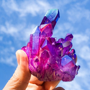 S1692 Purple Aura Clear Quartz crystal cluster australia. buy aura quartz cluster purple australia. gemrox sydney 1