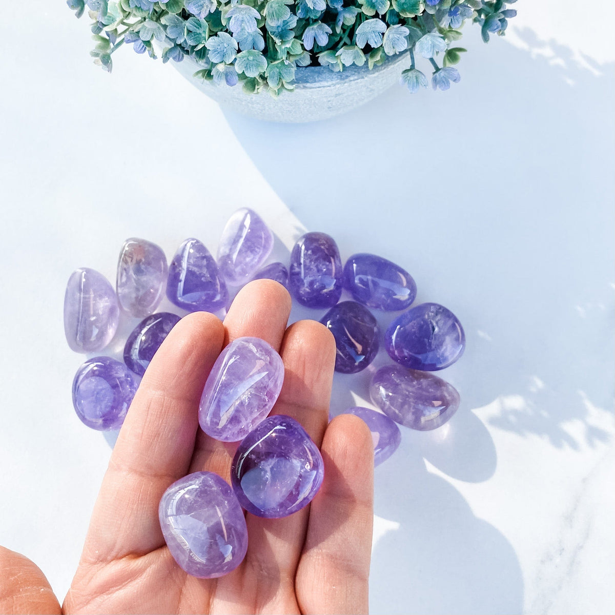 S1703 Brazillian Amethyst crystal tumbled tumble stone 3cm australia. buy brazillian amethyst stone stones in australia.gemrox sydney 1