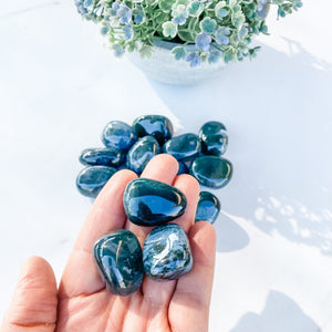S1705 Moss agate crystal tumbled tumbles stones 3cm australia.buy moss agate crystal australia. gemrox sydney 1
