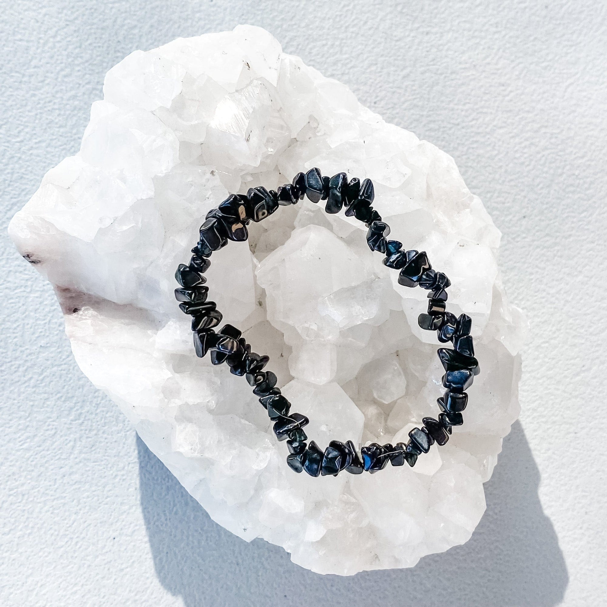 S1720 Black obsidian crystal chip healing stretch elastic bracelet australia. black obsidian crystal jewellery australia. gemrox sydney 1