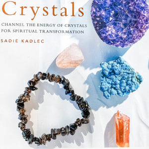 S1727 Smoky Quartz crystal chip stretch elastic healing chakra bracelet australia. smoky quartz jewellery bracelets australia.gemrox sydney 1