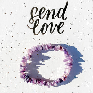 S1728 Lepidolite crystal chip stretch elastic healing chakra bracelet australia.Lepidolite bracelets jewellery australia. gemrox sydney 1