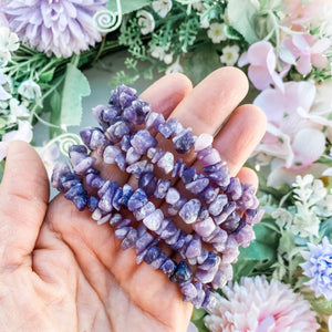 S1728 Lepidolite crystal chip stretch elastic healing chakra bracelet australia.Lepidolite bracelets jewellery australia. gemrox sydney 1