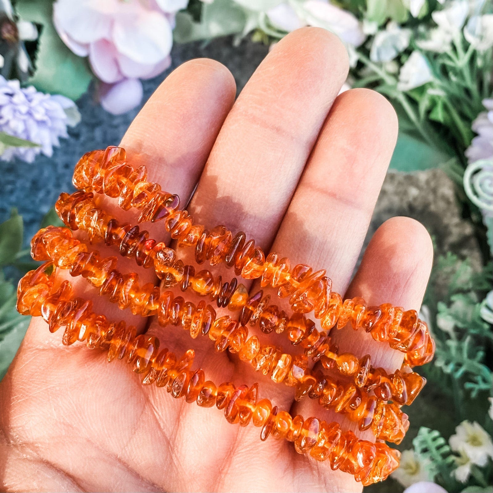 S1735 Natural Amber crystal chip stone stretch elastic bracelet australia. amber jewellery bracelet australia. gemrox sydney 1
