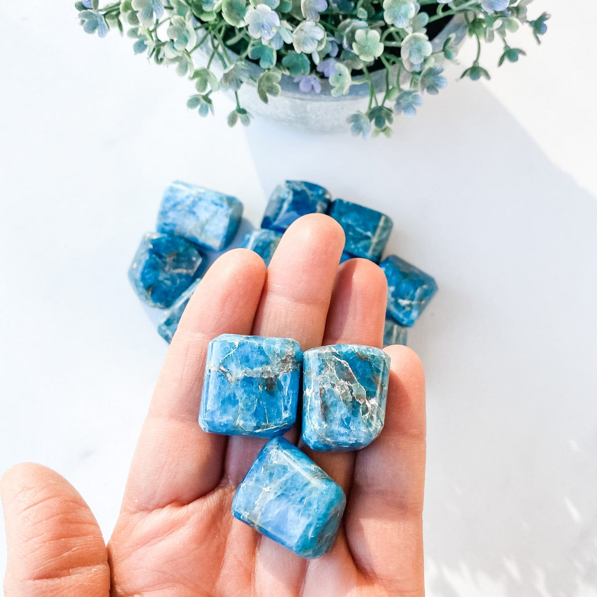 S1753 Dark Blue apatite crystal tumble tumbled stone 3cm australia. buy apatite blue crystals australia. gemrox sydney 1