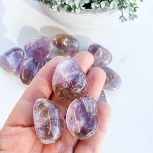 S1756 Ametrine crystal tumbled tumble tumbles stone 3cm australia. buy citrine and amethyst combination crystal stone australia.gemrox sydney 1