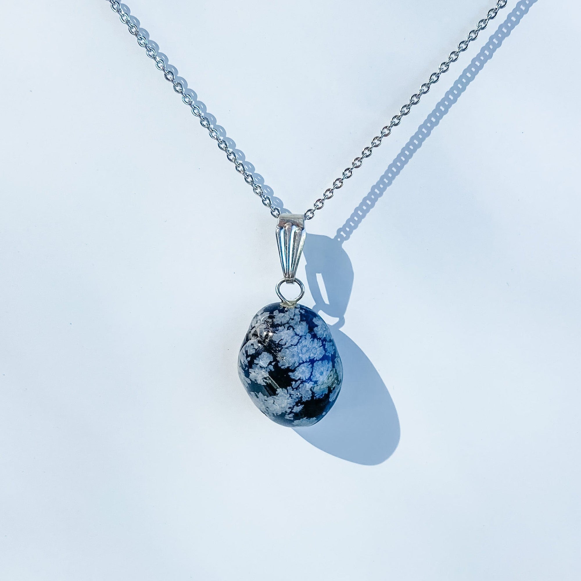 S1772 Snowflake obsidian crystal stone pendant silver necklace australia. buy snowflake obsidian crystal jewellery australia. gemrox sydney 1