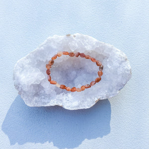 S1776 Sunstone crystal mini tumble stretch stone elastic beaded bracelet australia. sunstone crystal jewellery australia 1