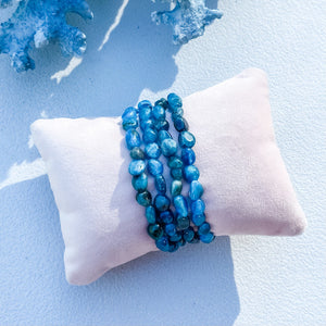 S1777 Blue Apatite crystal mini tumbled stone stretch elastic beaded bracelet australia. blue apatite crystal bracelet jewellery australia.gemrox sydney 1