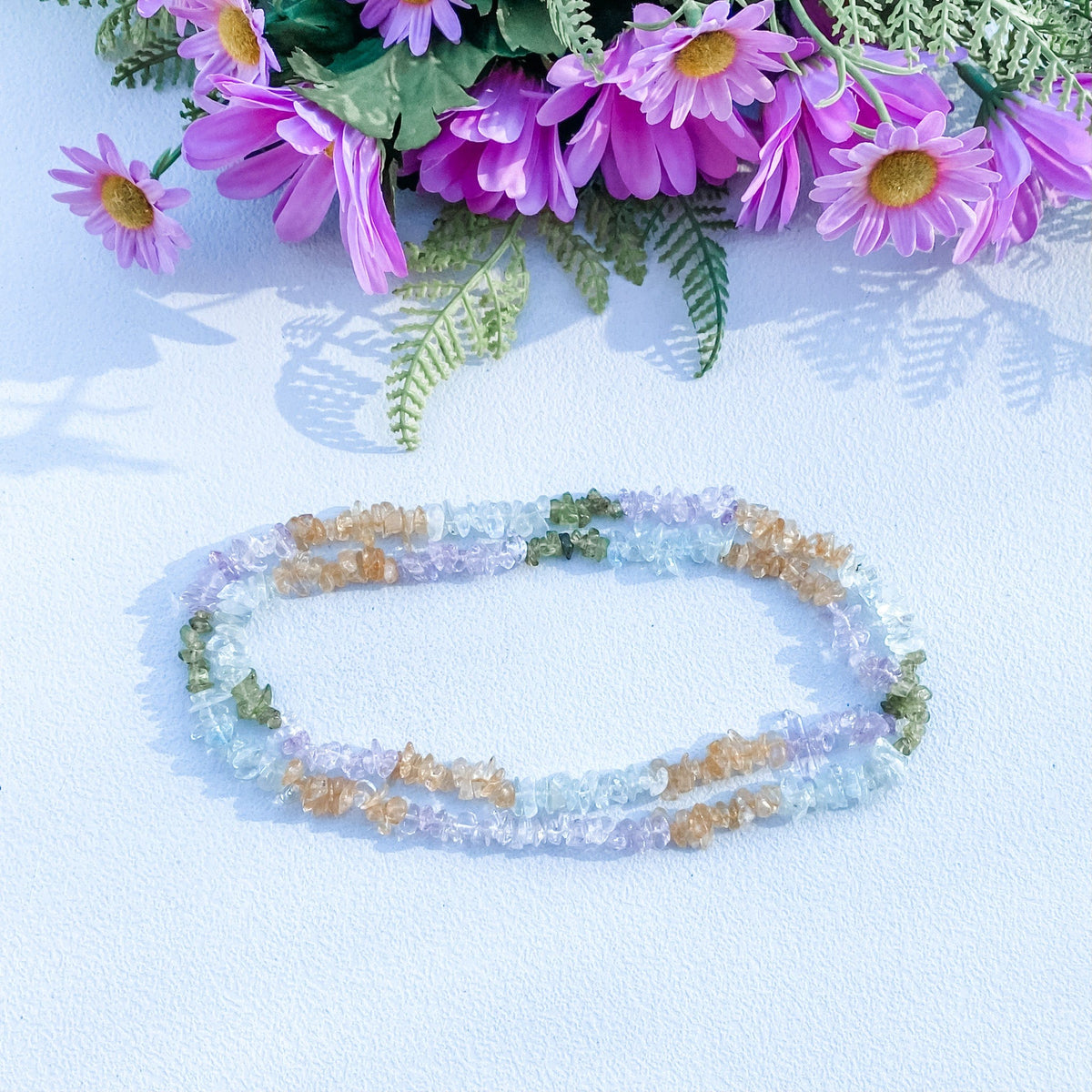 S1781 Mixed crystal chip necklace 40cm multistone crystal chip necklace australia. Mixed stone necklace australia. gemrox sydney 1