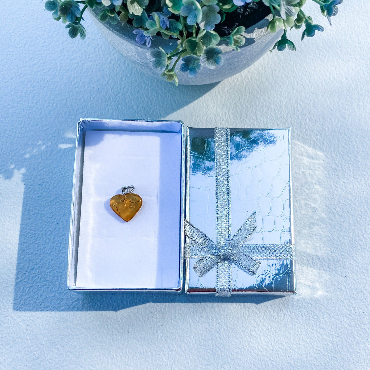S1790 Amber heart shaped silver metal pendant necklace australia. real genuine amber jewellery necklace australia.gemrox sydney 1