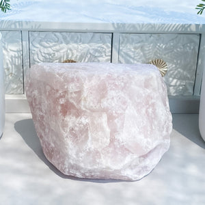 S1793 Rose Quartz raw crystal rough stone 4.9 kilos 16cm extra large stone australia. rose quartz stone for home or office australia. gemrox sydney 1