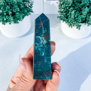 S1797 Bloodstone crystal tower generator point 8cm australia. buy bloodstone crystal towers australia. gemrox sydney 1