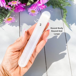 s1640 white selenite crystal massage tool wand rounded spiral twisted tapered australia