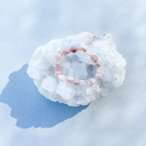 s1648 pink opal crystal mini tumbled stone stretch elastic healing bracelet australia. buy pink opal bracelet australia. gemrox sydney 1
