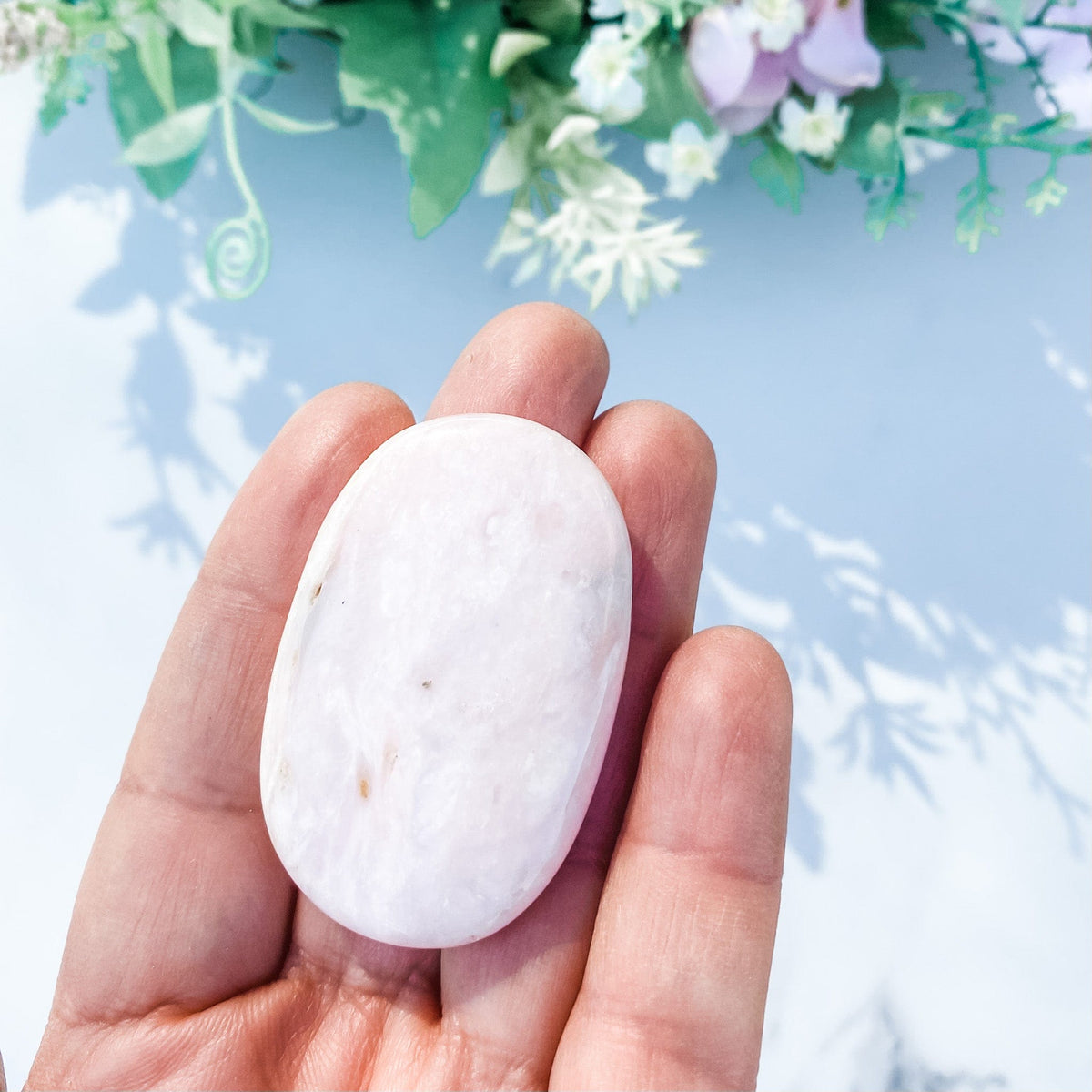 s1649 pink opal crystal palm stone palmstone 4.5cm x 3cm australia. pink opal palmstone australia.gemrox sydney 1