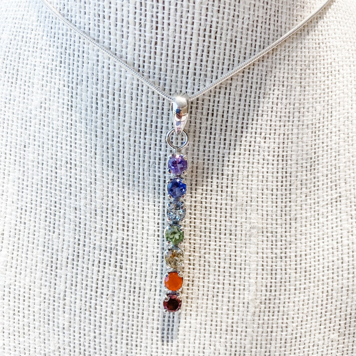 S1008 Chakra Gemstone Sterling Silver Necklace 925 Australia Gemrox 1