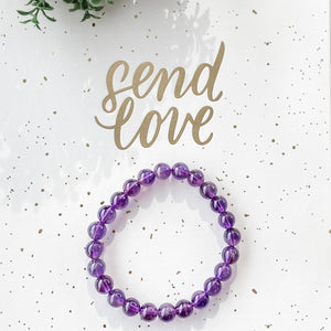 S1175 Amethyst crystal beaded stretch healing bracelet australia.Dark purple beaded natural amethyst bracelet australia 1