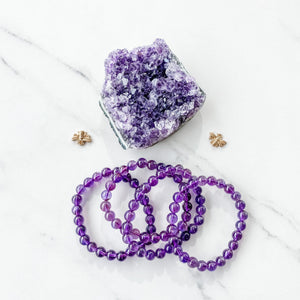 S1175 Amethyst crystal beaded stretch healing bracelet australia.Dark purple beaded natural amethyst bracelet australia 1