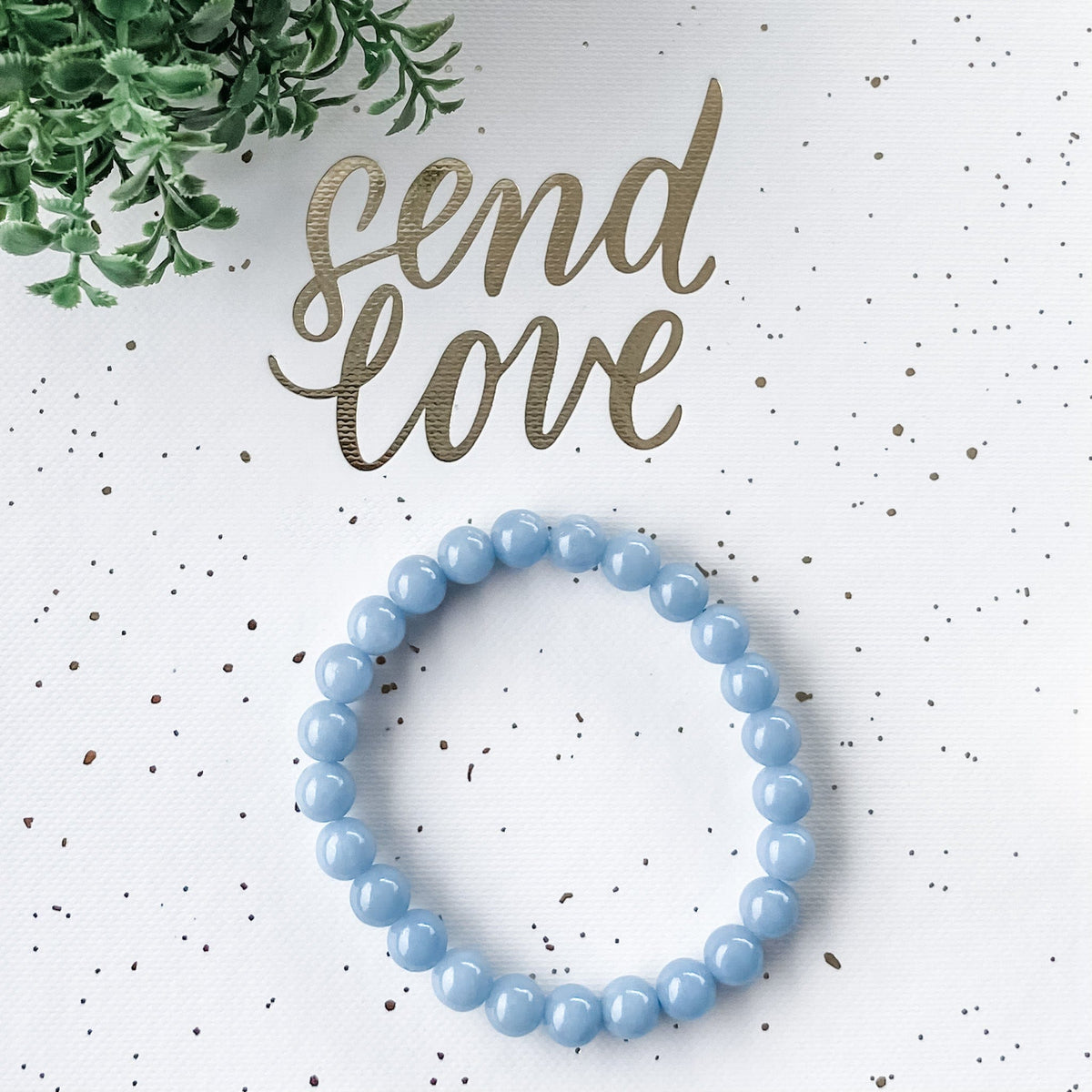 S1178 Angelite crystal beaded 8mm stone stretch 