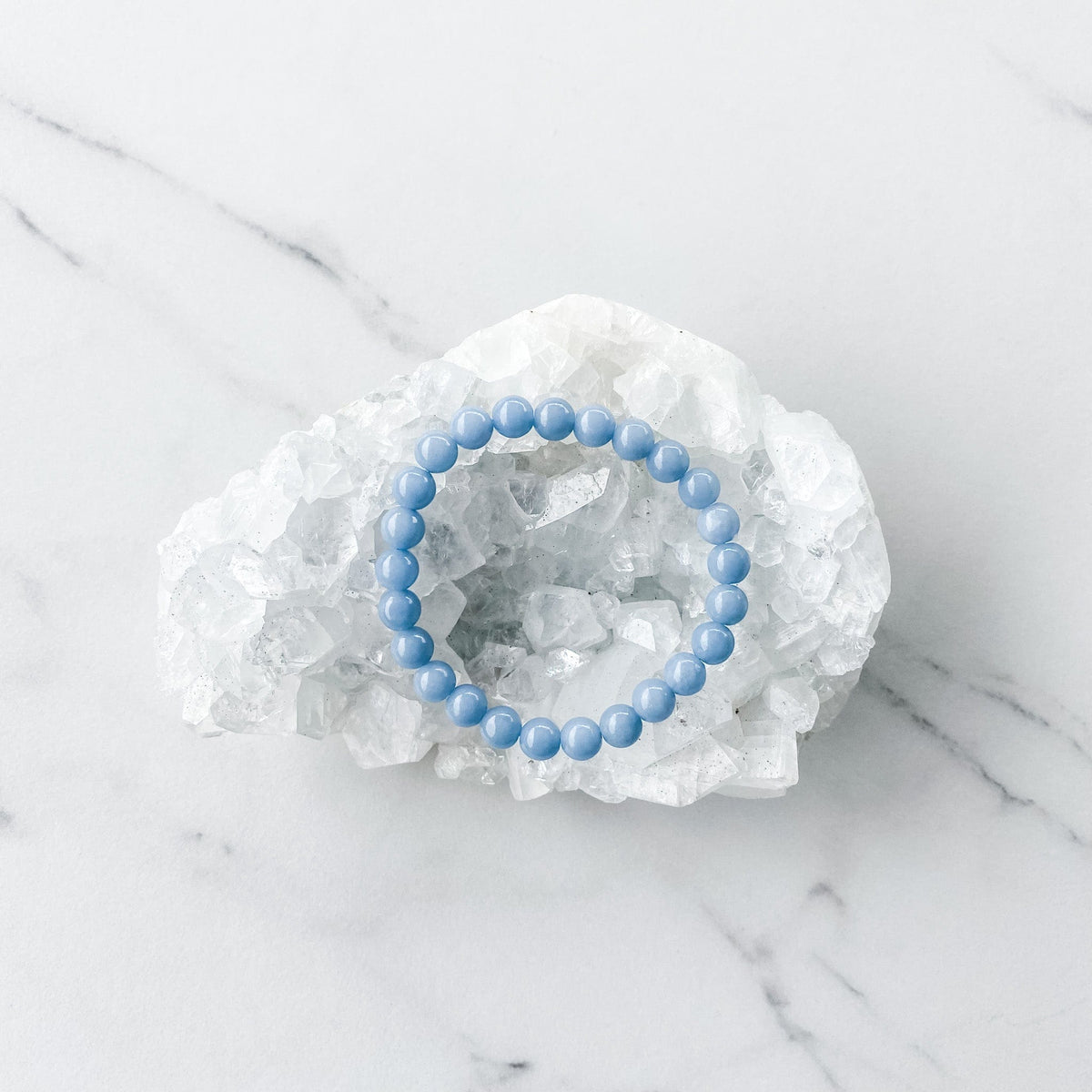 S1178 Angelite crystal beaded 8mm stone stretch 